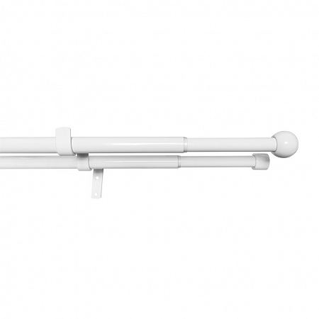 Gardinia Súprava záclonová dvojitá roztiahnuteľná GUĽA 16/19 mm, 120 -230 cm, biela bez krúžkov